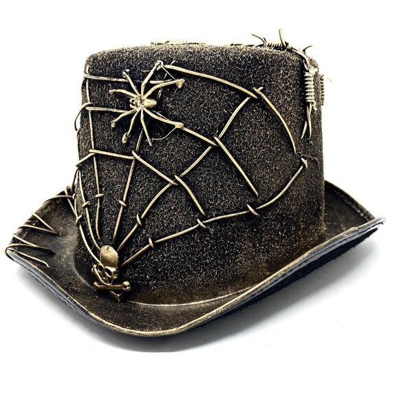 Steampunk Top Hat Metallic Scientist Time Traveler Halloween Costume Cosplay Hat - Picture 4 of 5